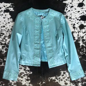 Light Blue Vintage Leather Blazer